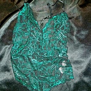 Women's Beautiful Green and Black Bodysuit Size L